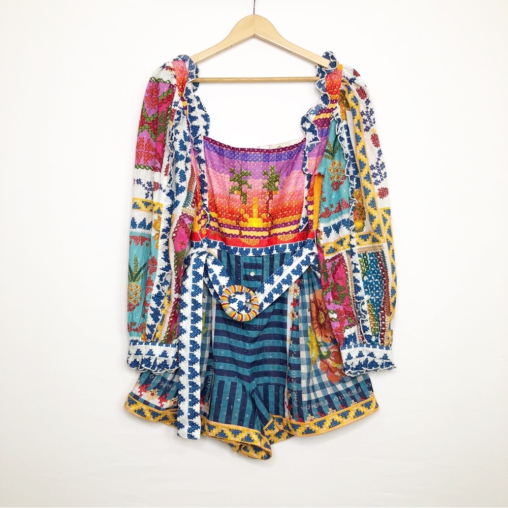 Farm Rio, some vibe floral color block romper - Picture 2 of 15